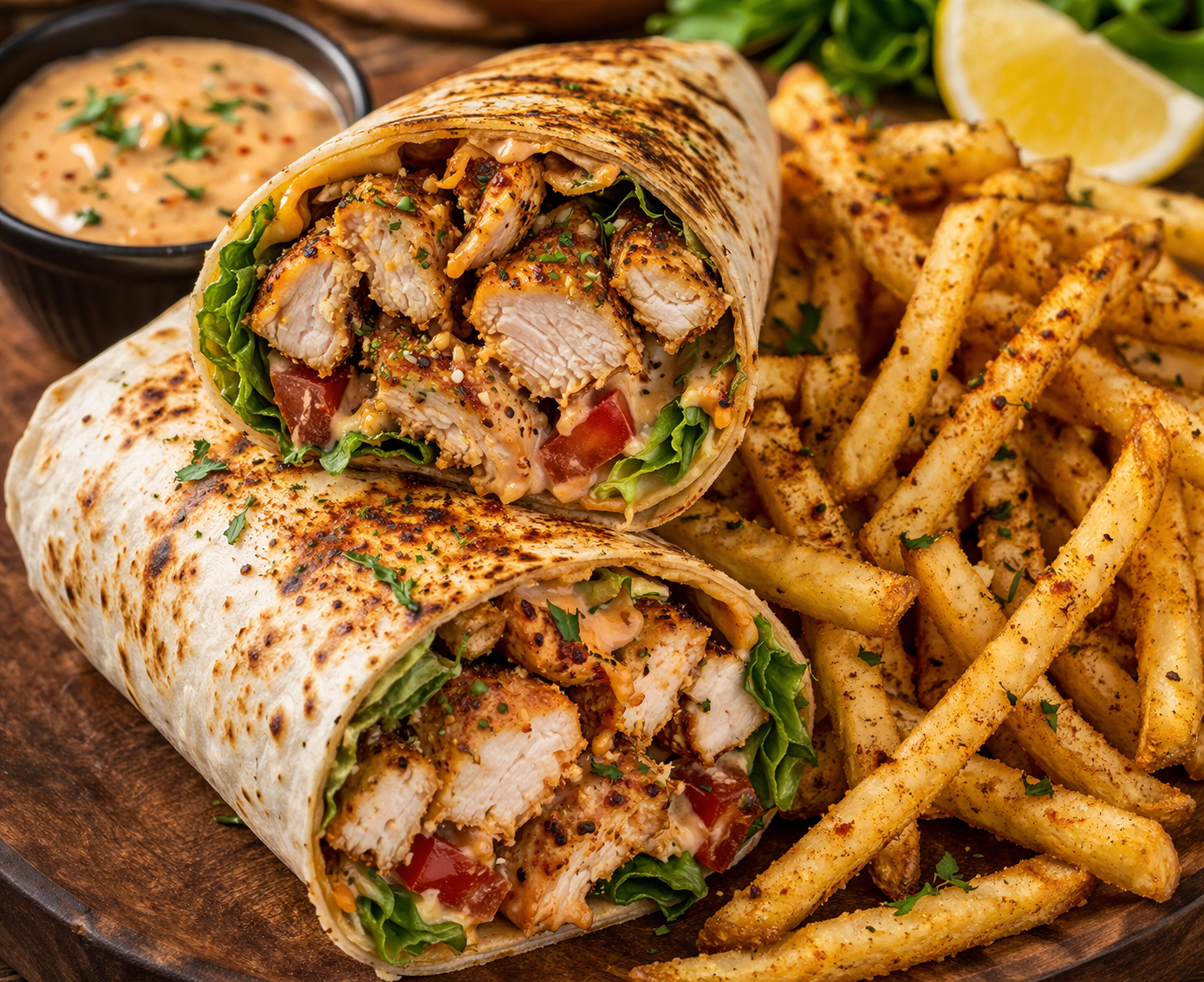 P-Wrap Grilled Chicken Cajun French fries