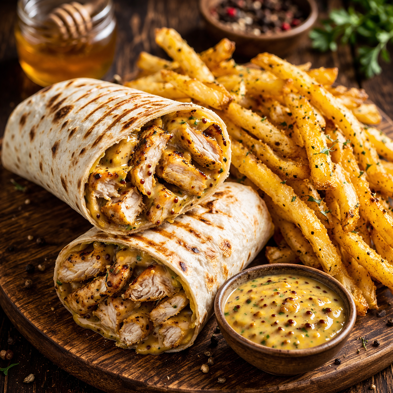 P-Wrap Grilled Chicken Honey mustard French Fries
