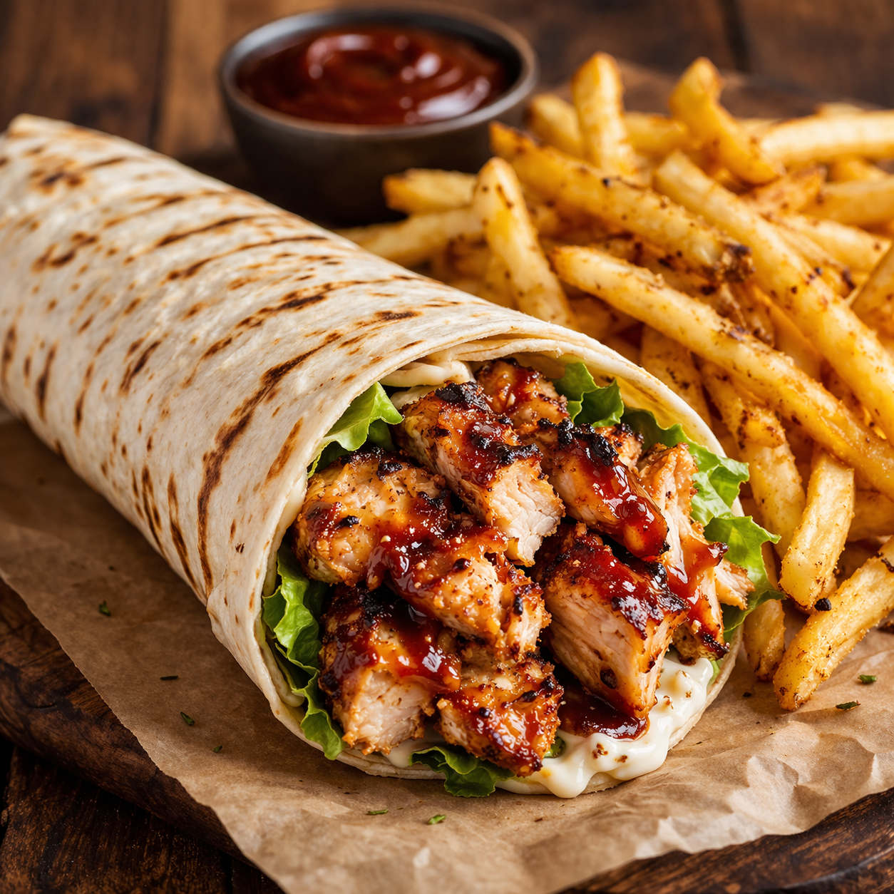 P-Wrap Poulet Griller Sauce Mayo French Fries